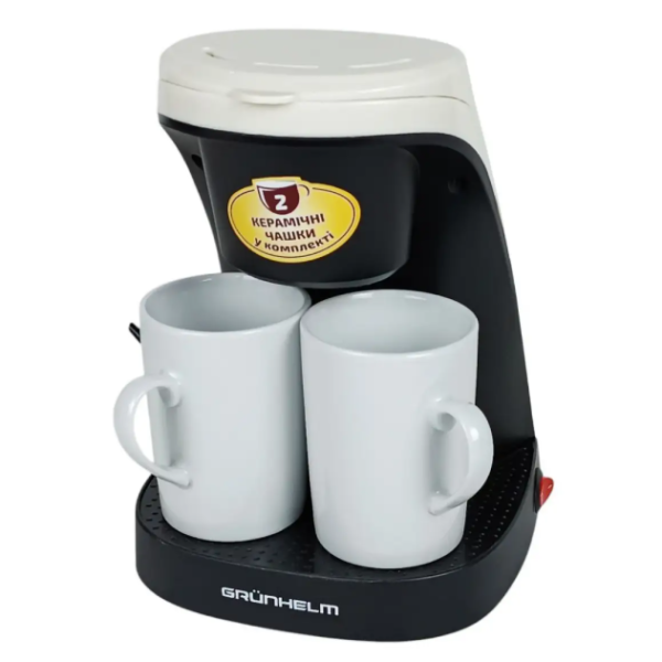 Кавоварка крапельна Grunhelm GDC04 450 Вт 0.24 л з чашками білий з чорним