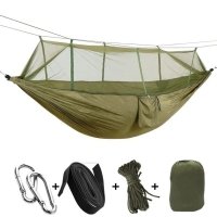 Гамак двомісний без планки Hammock With Net Army 260 х 135 см до 140 кг нейлон з сіткою хакі