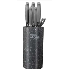 / Професійний набір кухонних ножів Zepline ZP-046 з підставкою 7 предметів, чорний