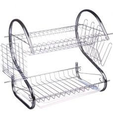 / Сушарка настільна для посуду A-Plus 1154 з навісними кишенями, для приладів та чашок з піддоном, 38х41х27