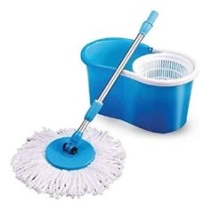 / Універсальна швабра з віджимом-центрифугою та відром Easy Mop "Кругла Швабра" 110х32см, блакитний