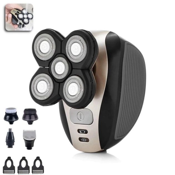 Електробритва TDX Kemei KM-1000 5в1 роторна водонепроникна чорний з золотистим