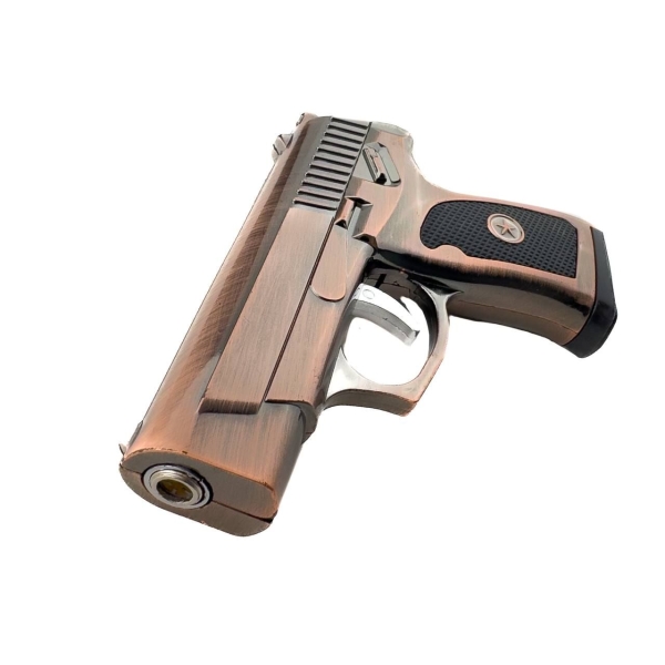 Запальничка газова турбо Пістолет п'єзовий підпал метал золотистий