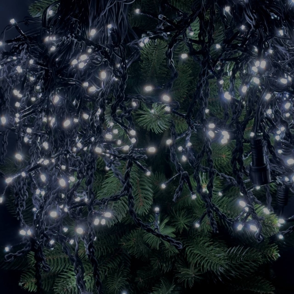 Світлодіодна гірлянда-бахрома вулична чорний дріт 600 LED ліхтарики 36 м білий