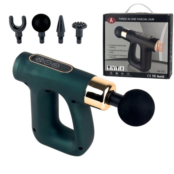 Масажер портативний Fascial Gun HB-007 перкусійний зелений