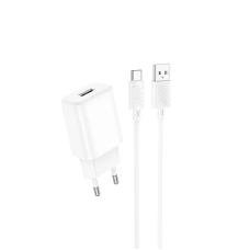 Мережевий зарядний пристрій з кабелем HOCO C134A Solid single-port charger set(Type-C) White new