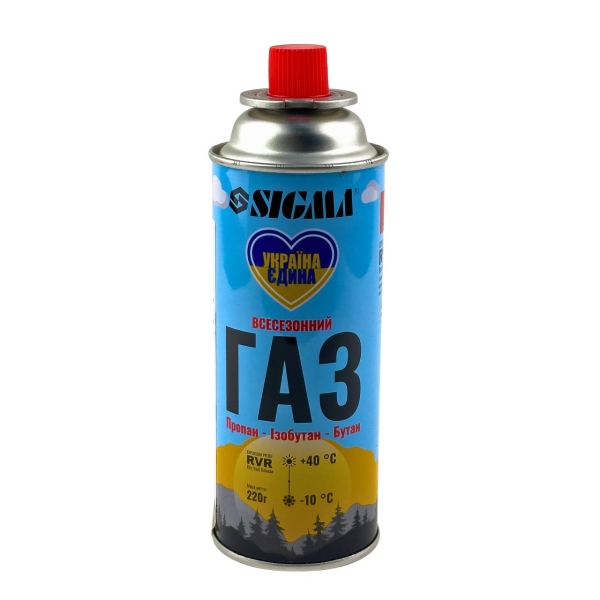 Газовий балон туристичний Sigma 2901751 220 г 380 мл -10°C+40°C Корея