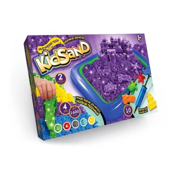 Набір творчості кінетичний пісок 4 кольори Kidsand 7450DT з надувною пісочницею мікс