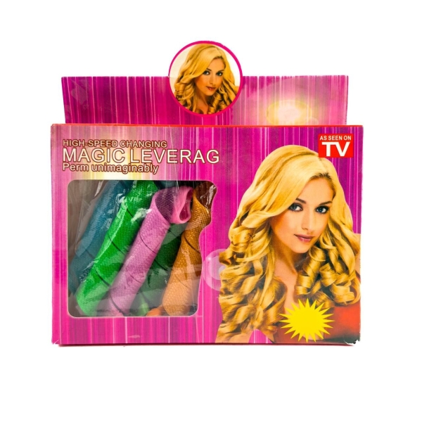 Бігуді спіральні Magic Leverag 18 шт з гачком різнобарвний