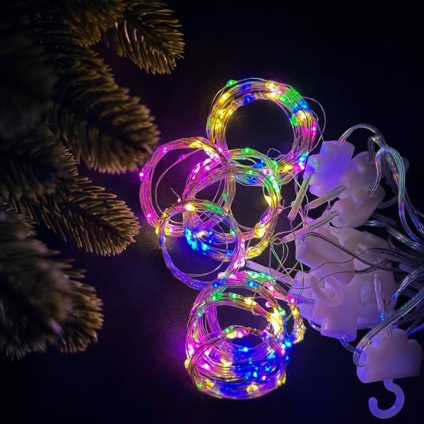 Світлодіодна гірлянда-завіса мідний дріт 200 LED Euro Led USB з пультом крапля 3 х 2 м мульти