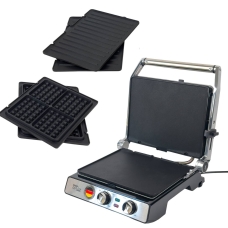 Гриль електричний контактний 3в1 Zepline ZP-810 антипригарне покриття 3500 Вт з пластинами для вафель сріблястий