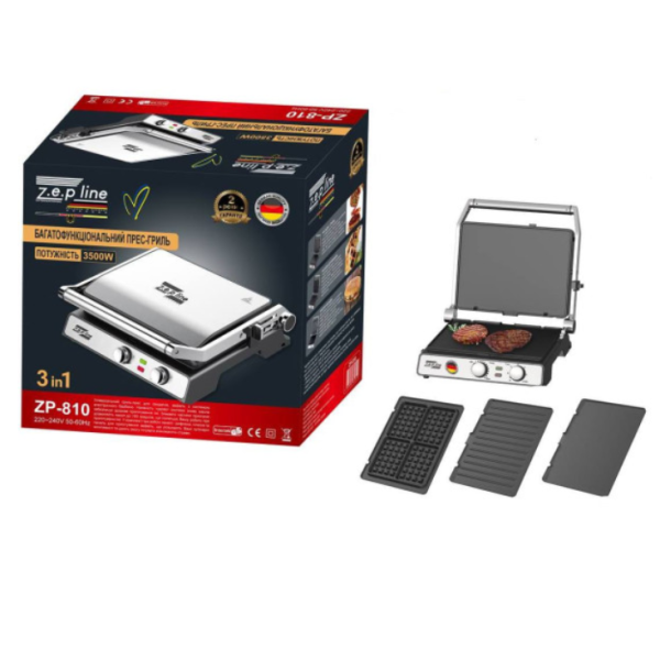 Контактний гриль 3в1 Zepline ZP-810 3500 Вт, гриль притискний, потужний гриль new