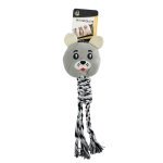 М'яка іграшка для собак Ведмедик з пищалкою та канатом QC-6504/692 30 см сірий