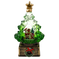 Нічник музичний новорічний LED Ялинка XHF-8003 USB від батарейок 15 х 15 х 23 см зелений