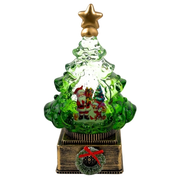 Нічник музичний новорічний LED Ялинка XHF-8003 USB від батарейок 15 х 15 х 23 см зелений