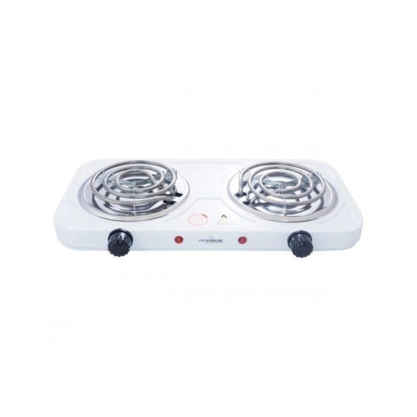 Настільна електроплита спіральна 2 конфорки Crownberg СВ-3744 метал 2000 Вт білий