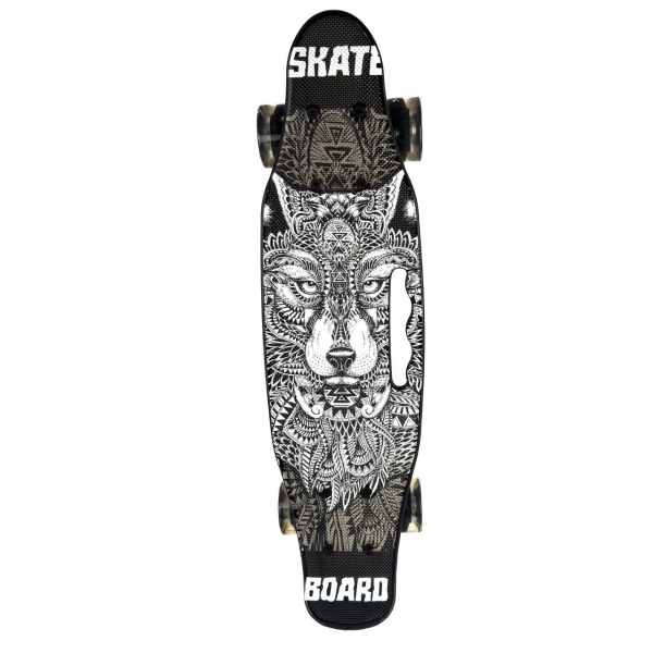 Скейтборд MS0464 Пенні Борд Вовк 58 х 16 см до 70 кг чорний