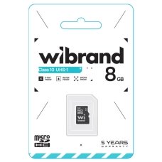 Карта пам'яті 8 GB Wibrand МicroSDНC UHS-I Сlass 10 чорний
