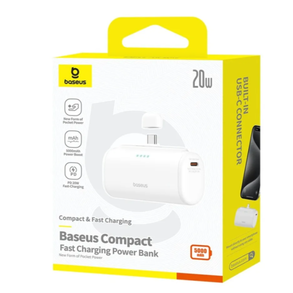 УМБ Baseus Compact Fast Charging Power Bank Type-C Edition 5000mAh 20W White P10068306213-00 new