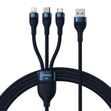/ Кабель Baseus Flash Series Ⅱ One-for-three Fast Charging Data Cable USB to M+L+C 66W 1.2m Blue