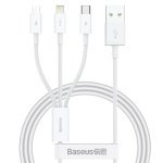 Кабель 3в1 USB/Apple Lightning+Type-C+microUSB 1.5 м Baseus Superior 3.5 A білий