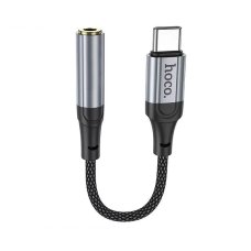 Перехідник Type-C M/3.5 мм AUX F 12 см HOCO LS36 Fresh чорний зі сріблястим