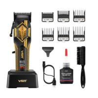 Бездротова машинка для стрижки волосся VGR V-119 USB з дисплеєм 6 насадок чорний з золотистим
