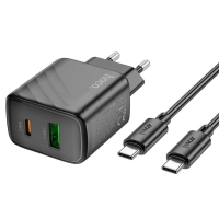 Зарядний пристрій з кабелем Type-C+USB/Type-C 1 м HOCO CS23A Sunlight 30 W 12 V 2.5 А чорний