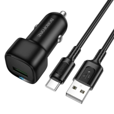 Автомобільний зарядний пристрій BOROFONE BZ34 Cloud single port QC3.0 car charger set(Type-C) Black new