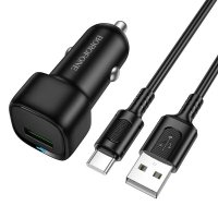 Автомобільний зарядний пристрій з кабелем USB/Type-C BOROFONE BZ34 Cloud 18 W чорний
