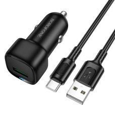 Автомобільний зарядний пристрій BOROFONE BZ34 Cloud single port QC3.0 car charger set(Type-C) Black new