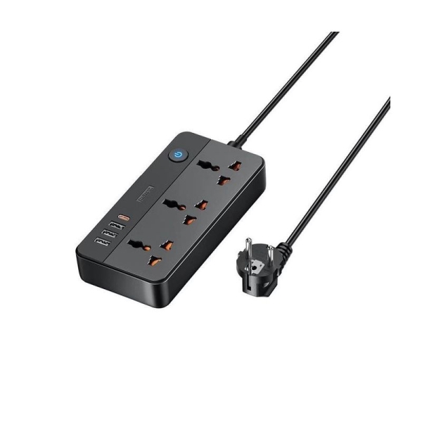 Мережевий подовжувач "REMAX Kiddy Series (1.5 m) 20W 3A1C 3-outlet Power Strip RP-U153" EU-Black new