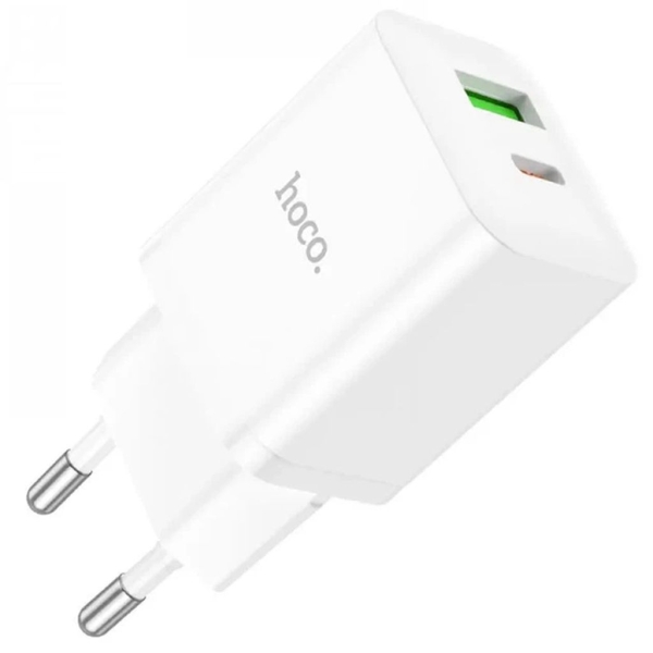 Зарядний блок живлення USB+Type-C HOCO N28 Founder 20 W 12 V 1.67 A білий