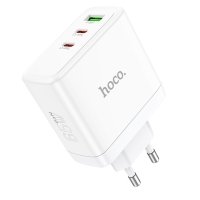 Зарядний блок живлення 2хType-C+USB HOCO N30 Glory 65 W 20 V 3.25 A білий
