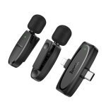 Мікрофон конденсаторний петличний 2 шт HOCO L15 Dual Apple Lightning+Type-C для смартфона Bluetooth чорний