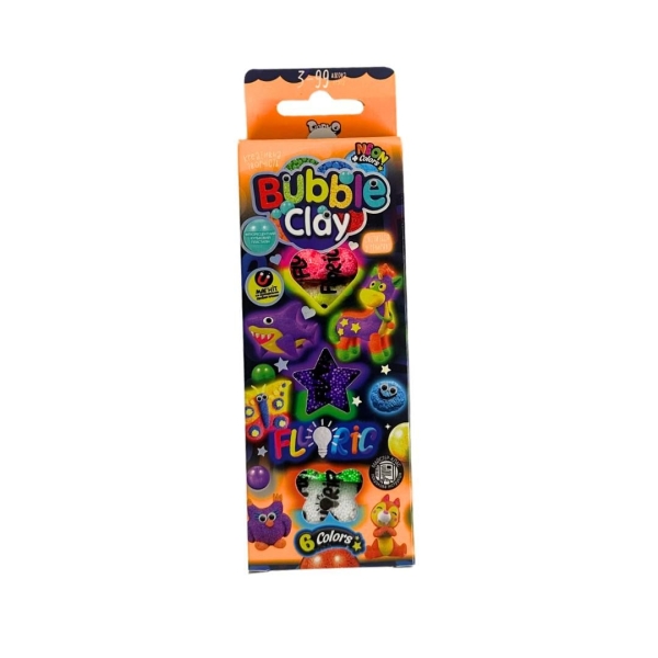 Набір кулькового пластиліну 6 кольорів Danko Toys Bubble Clay FL-6-01U застигаючий