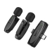 Мікрофон конденсаторний петличний 2 шт HOCO L15 Dual Apple Lightning+Type-C для смартфона Bluetooth чорний Мікрофон конденсаторний петличний 2 шт HOCO L15 Dual Apple Lightning+Type-C для смартфона Bluetooth чорний