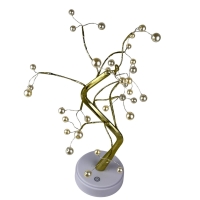 Нічник LED Дерево Бонсай з перлинами USB 36 cм золотистий