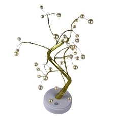 Нічник LED Дерево Бонсай з перлинами USB 36 cм золотистий