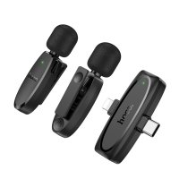 Мікрофон конденсаторний петличний 2 шт HOCO L15 Dual Apple Lightning+Type-C для смартфона Bluetooth чорний