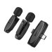 Мікрофон конденсаторний петличний 2 шт HOCO L15 Dual Apple Lightning+Type-C для смартфона Bluetooth чорний