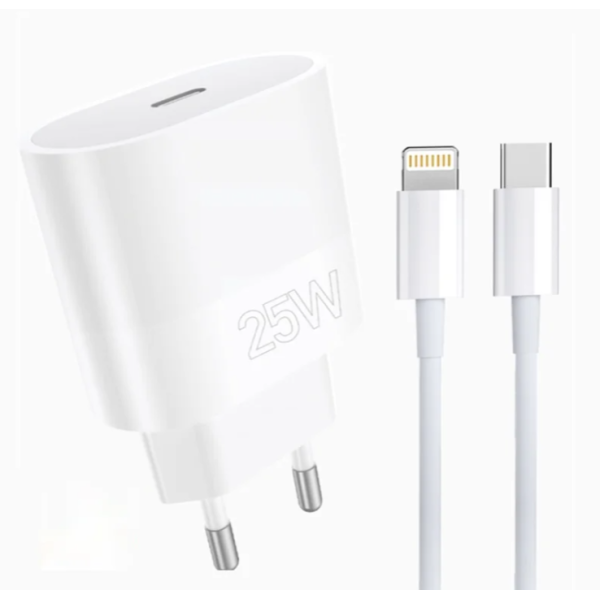 Мережевий зарядний пристрій з кабелем WUW-T86L PD 25W fast charger + USB C to lighting set new