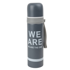 Термос нержавіюча сталь 0.5 л B25-11 з помпою та ремінцем сірий