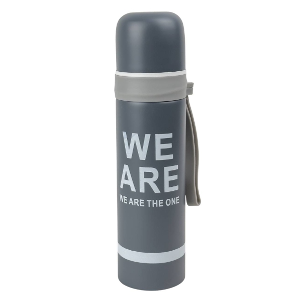 Термос нержавіюча сталь 0.5 л B25-11 з помпою та ремінцем сірий