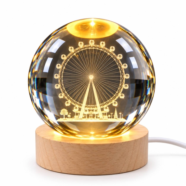 Нічний LED Crystal Ball USB Колесо огляду 8 см прозорий