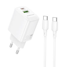 Зарядний пристрій з кабелем Type-C+USB/Type-C 1 м BOROFONE BN29 Fuente 30 W 12 V 2.5 А білий