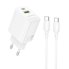 Зарядний пристрій з кабелем Type-C+USB/Type-C 1 м BOROFONE BN29 Fuente 30 W 12 V 2.5 А білий
