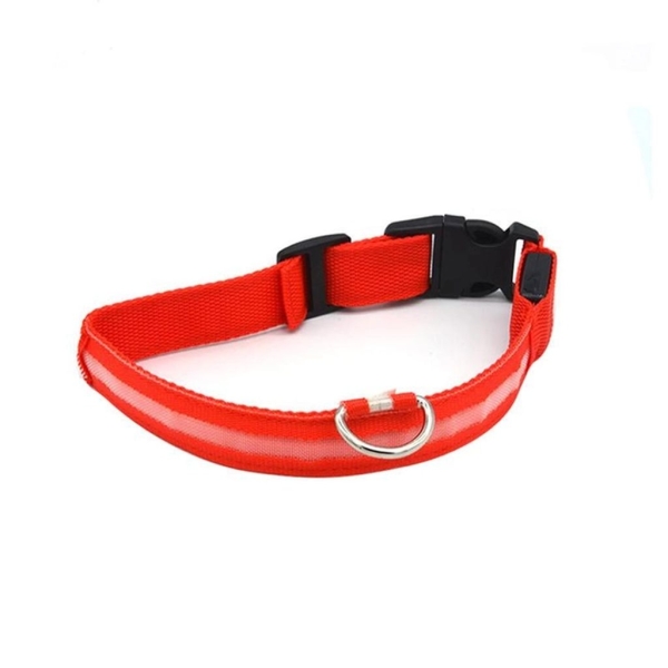 Нашийник текстильний з підсвіткою для собак XL 55 см від батарейки червоний