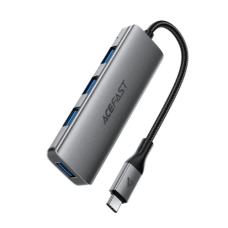 USB-хаб зовнішній 4 порти ACEFAST J15 Type-C 0.15 м сріблястий