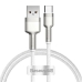Кабель USB/Type-C 1 м Baseus Cafule Series Metal 66 Вт білий зі сріблястим